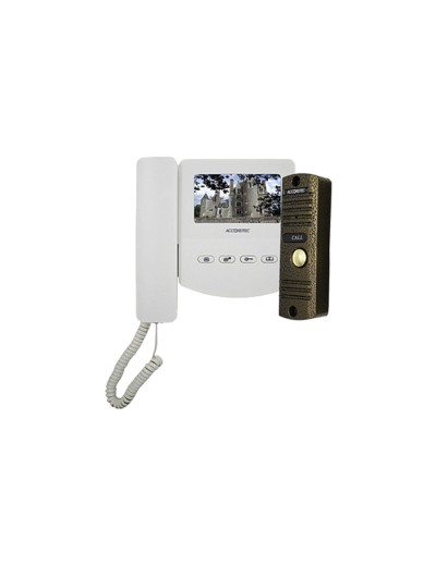 Комплект домофонии - AT-home4 WH-BZ (ACCORDTEC, монитор AT-VD433C WH + вызывная панель AT-VD305N BZ) 